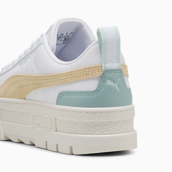 ウィメンズ メイズ レザー スニーカー, PUMA White-Modern Mint, extralarge-JPN