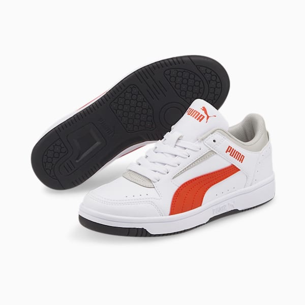 Tenis para Adolescente Rebound Joy Low, Puma White-Puma White-Cherry Tomato-Gray Violet, extralarge