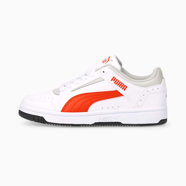 Rebound Joy Low Big Kids Sneakers, Puma White-Puma White-Cherry Tomato-Gray Violet, extralarge
