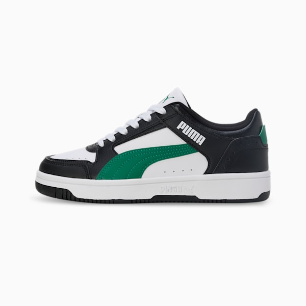 Rebound Joy Youth Sneakers, PUMA White-Archive Green-PUMA Black, extralarge-IND