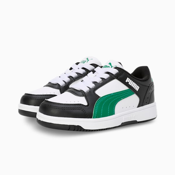 Rebound Joy Kids' Sneakers, PUMA White-Archive Green-PUMA Black, extralarge-IND