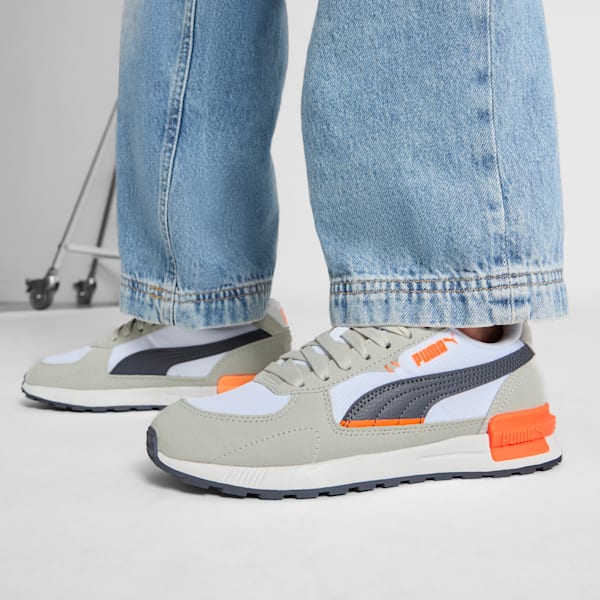Espadrilles Graviton, grands enfants, PUMA White-New Navy-Glacial Gray-Orange Glo, extralarge