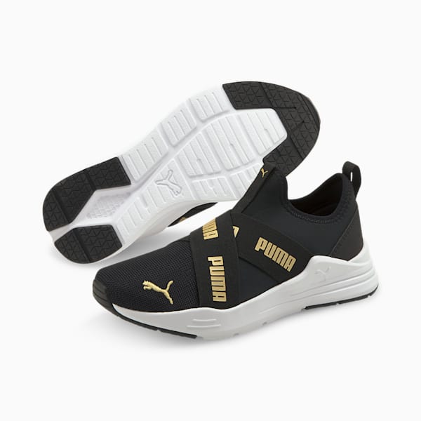 Wired Run Slip-On Shoes Big Kids, Puma Black-Puma Team Gold, extralarge