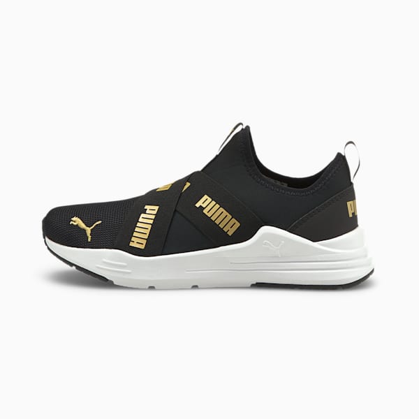 Wired Run Slip-On Shoes Big Kids, Puma Black-Puma Team Gold, extralarge