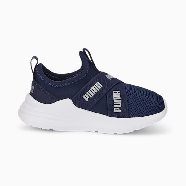 ベビー プーマ ワイヤードラン スリッポン フラッシュ イン スニーカー 13-16cm, Peacoat-Puma Silver