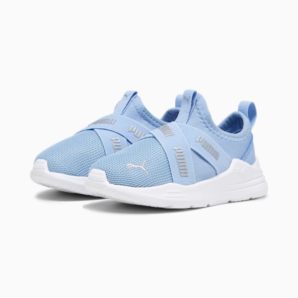 Wired Run Slip-On Toddler Shoes, Blissful Blue-PUMA Silver-PUMA White, extralarge