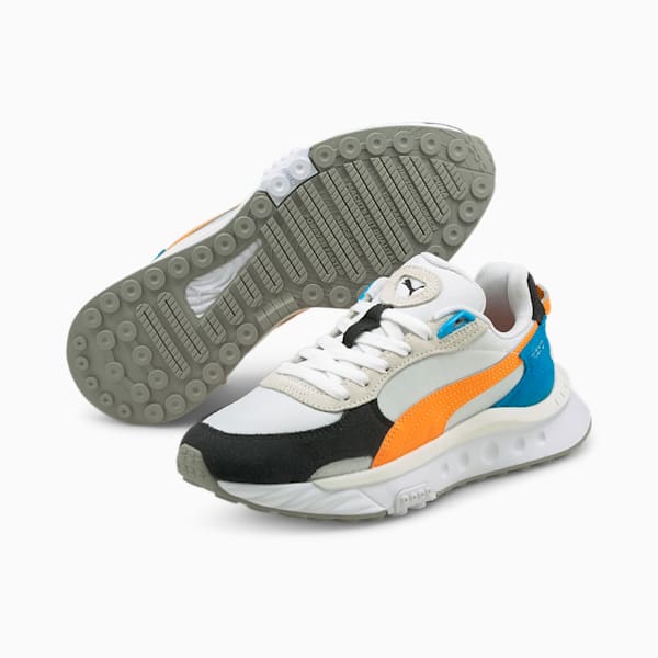 Wild Rider Rollin Kid's Sneakers, Puma White-Orange Glow, extralarge-IND