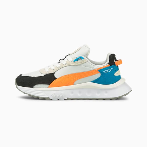 Wild Rider Rollin Kid's Sneakers, Puma White-Orange Glow, extralarge-IND