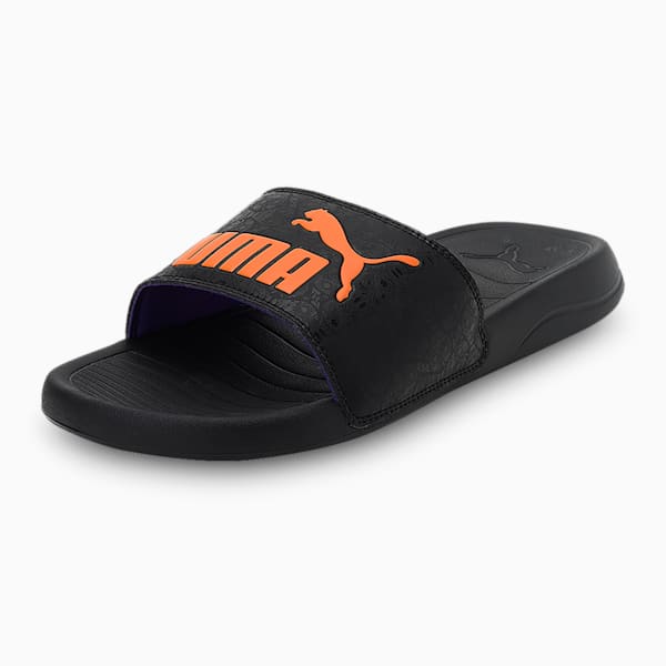 Popcat 20 Scary Unisex Slides, Puma Black-Vibrant Orange, extralarge-IND