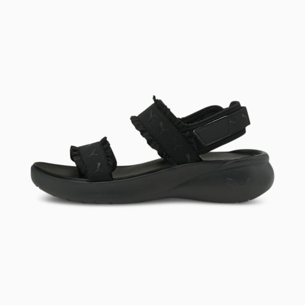 Sportie Ruffle Women's Sandals, Puma Black-Puma Black, extralarge