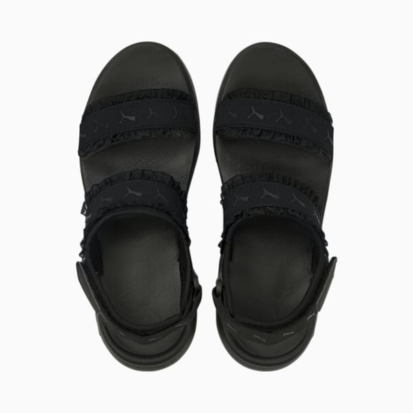 Sportie Ruffle Women's Sandals, Puma Black-Puma Black, extralarge