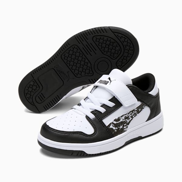 Rebound LayUp Lo Camo Little Kids' Shoes, Puma White-Puma Black, extralarge