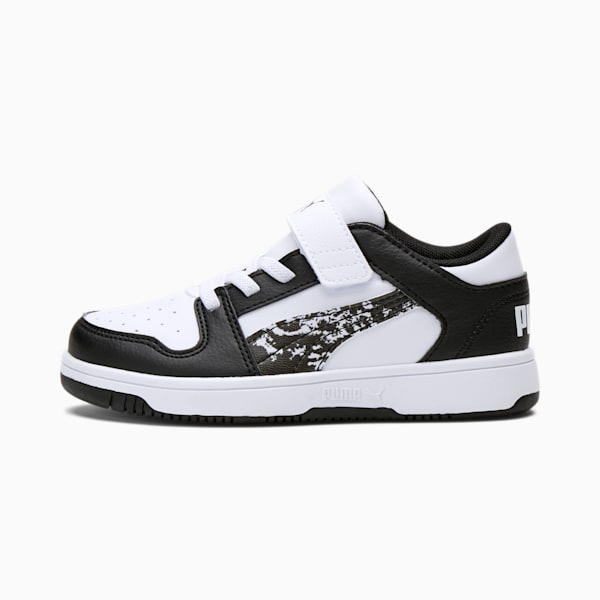 Rebound LayUp Lo Camo Little Kids' Shoes, Puma White-Puma Black, extralarge