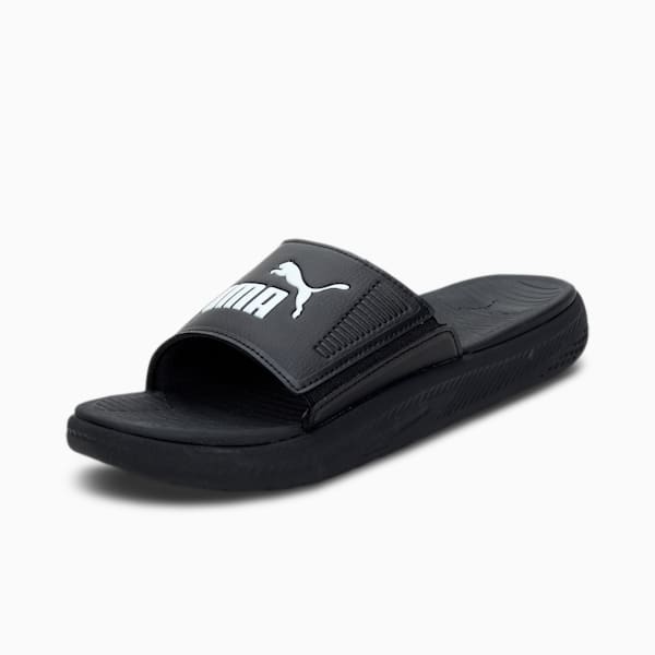 Puma black slide flip flops deals