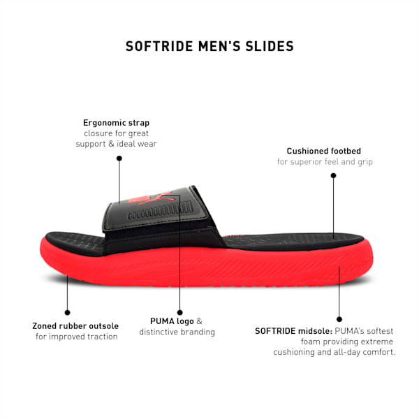SOFTRIDE Men's Slides, Puma Black-High Risk Red, extralarge-IND