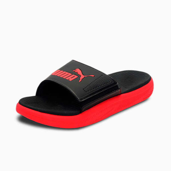 SOFTRIDE Men's Slides, Puma Black-High Risk Red, extralarge-IND