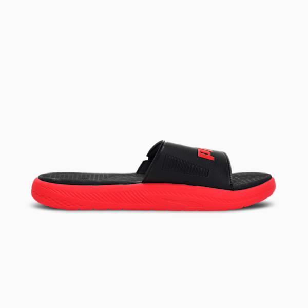 SOFTRIDE Men's Slides, Puma Black-High Risk Red, extralarge-IND
