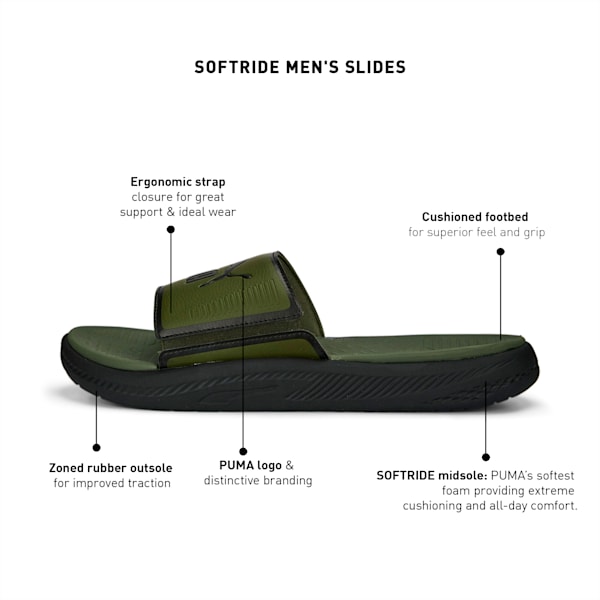 SOFTRIDE Men's Slides, Green Moss-PUMA Black, extralarge-IND