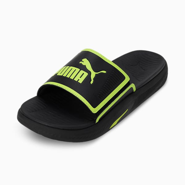 SOFTRIDE Men's Slides, PUMA Black-Lime Smash, extralarge-IND