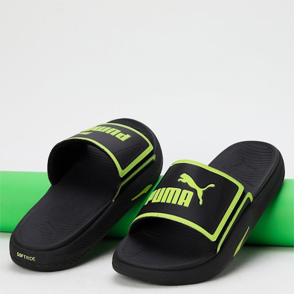SOFTRIDE Men's Slides, PUMA Black-Lime Smash, extralarge-IND