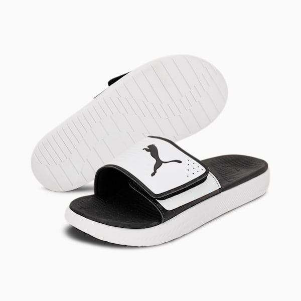 SOFTRIDE Men's Slides, Puma White-Puma Black, extralarge-IND