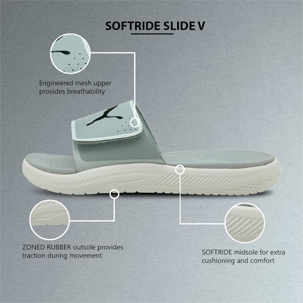 SOFTRIDE Men's Slides, Quarry-Puma Black-Glacier Gray, extralarge-IND