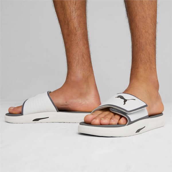 SOFTRIDE Men's Slides, Ash Gray-PUMA Black-Cool Dark Gray, extralarge-IND