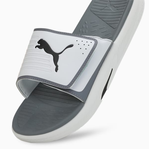SOFTRIDE Men's Slides, Ash Gray-PUMA Black-Cool Dark Gray, extralarge-IND