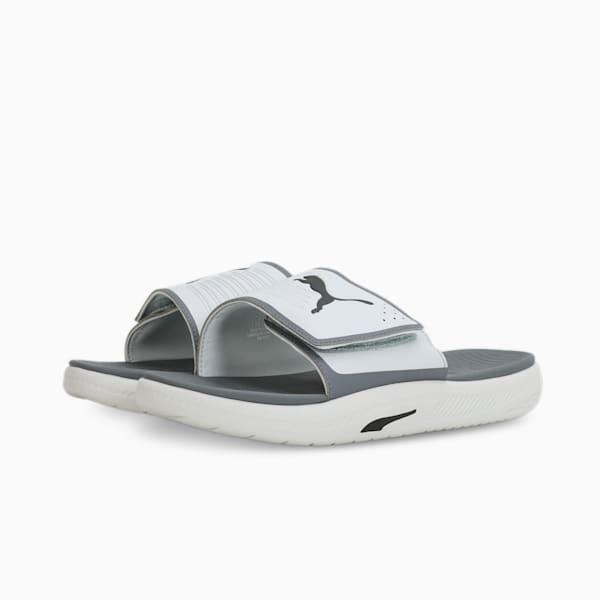 SOFTRIDE Men's Slides, Ash Gray-PUMA Black-Cool Dark Gray, extralarge-IND
