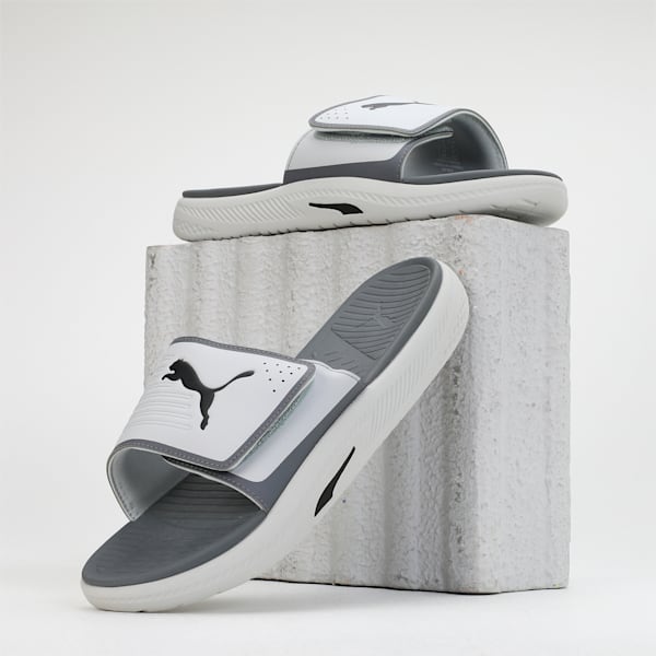 SOFTRIDE Men's Slides, Ash Gray-PUMA Black-Cool Dark Gray, extralarge-IND