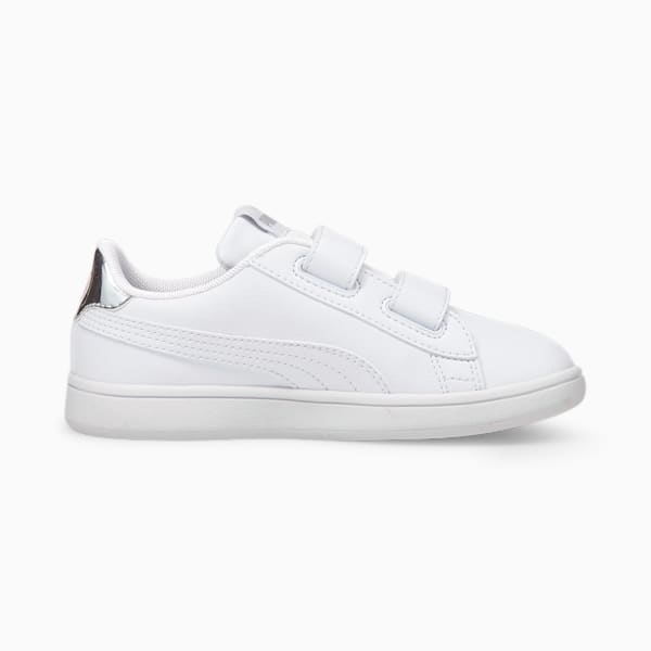 Smash v2 SL Metallic V Little Kids' Sneakers, Puma White-Puma White-Sunblaze, extralarge