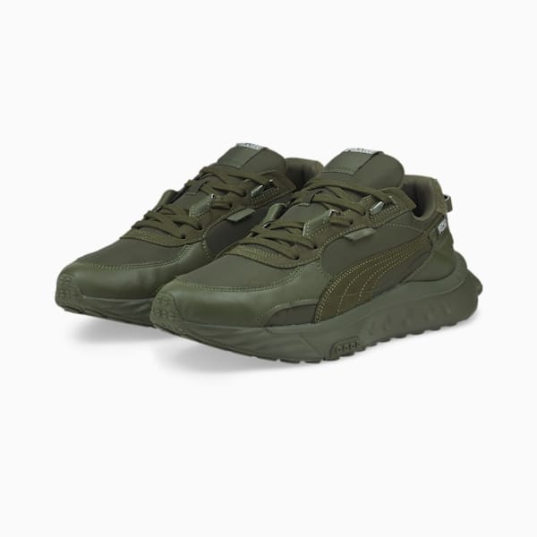 PUMA x MAISON KITSUNE Wild Rider Unisex Sneakers, Rifle Green-Rifle Green, extralarge-IND
