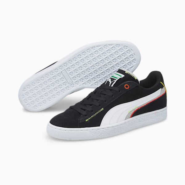 suede displaced basketball shoes