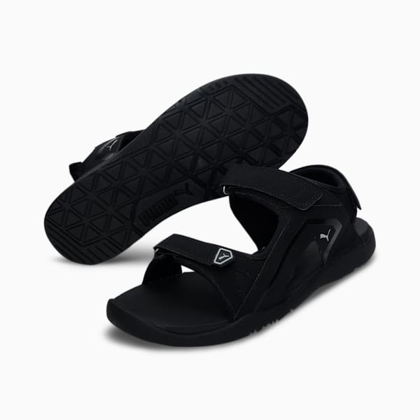 Path Men's Sandals, Puma Black-Silver, extralarge-IND
