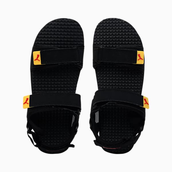 Coast  Men's Sandals, Puma Black-Super Lemon-High Risk Red, extralarge-IND
