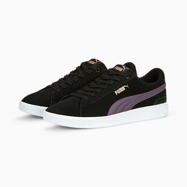 Vikky V3 Women's Sneakers, PUMA Black-Purple Charcoal-PUMA Gold, extralarge-IND