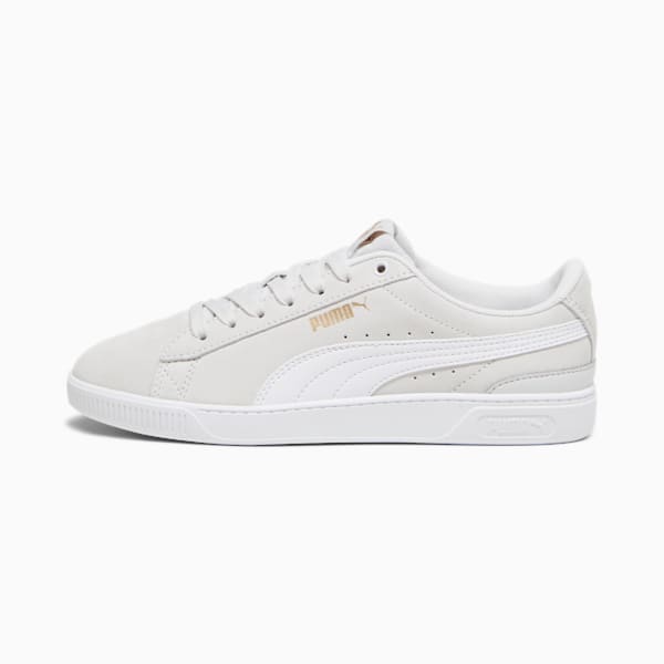 Vikky V3 Women's Sneakers, Feather Gray-PUMA White-PUMA Gold, extralarge