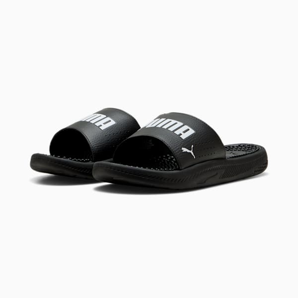 SOFTRIDE Massage Men's Slides, Puma Black-Puma White, extralarge-AUS