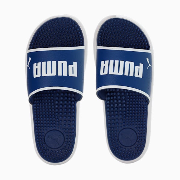 SOFTRIDE Massage Men's Slides, Blazing Blue-Puma White, extralarge-IND