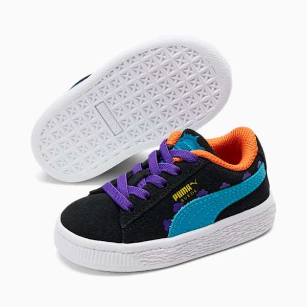 PUMA x RUGRATS Suede Toddler Shoes, Puma Black-Caribbean Sea, extralarge