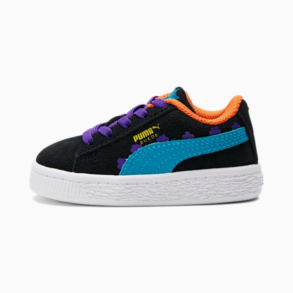 PUMA x RUGRATS Suede Toddler Shoes, Puma Black-Caribbean Sea, extralarge