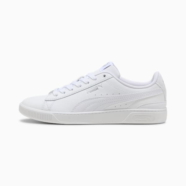 Tenis Vikky v3 Cuero para mujer, Puma White-Puma White-Puma Silver, extralarge
