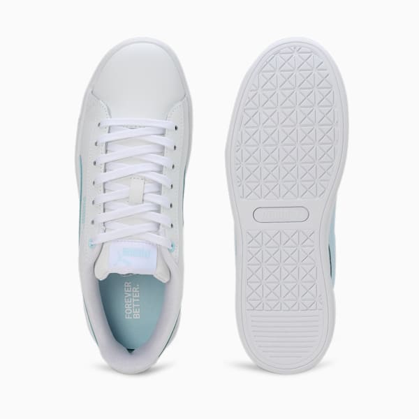 Vikky V3 Leather Women's Sneakers, PUMA White-Icy Blue, extralarge-IND