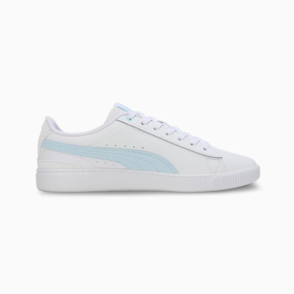 Vikky V3 Leather Women's Sneakers, PUMA White-Icy Blue, extralarge-IND