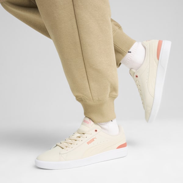Vikky V3 Leather Women's Sneakers, Alpine Snow-Deeva Peach-PUMA White, extralarge-IND