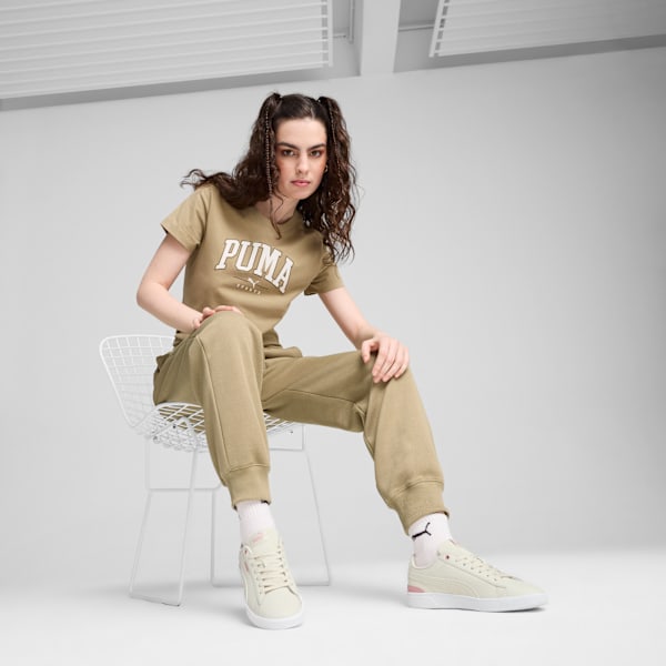 Vikky V3 Leather Women's Sneakers, Alpine Snow-Deeva Peach-PUMA White, extralarge-IND