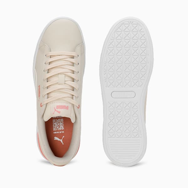 Vikky V3 Leather Women's Sneakers, Alpine Snow-Deeva Peach-PUMA White, extralarge-IND