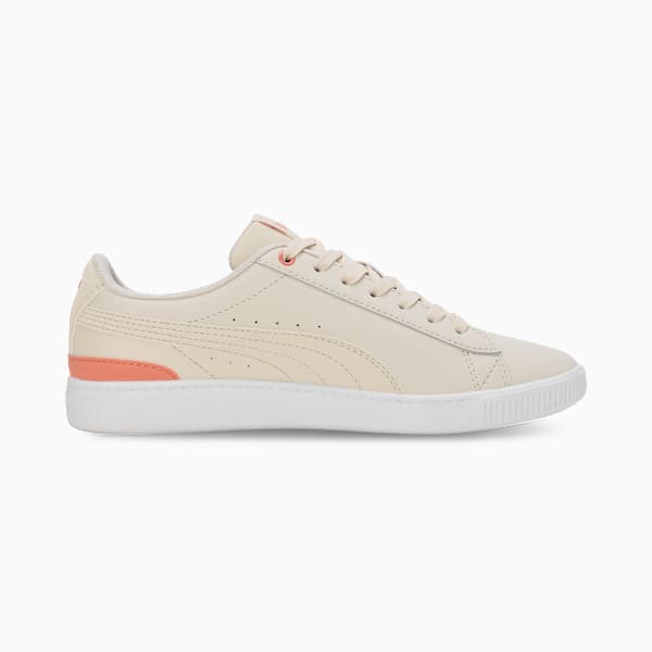 Vikky V3 Leather Women's Sneakers, Alpine Snow-Deeva Peach-PUMA White, extralarge-IND