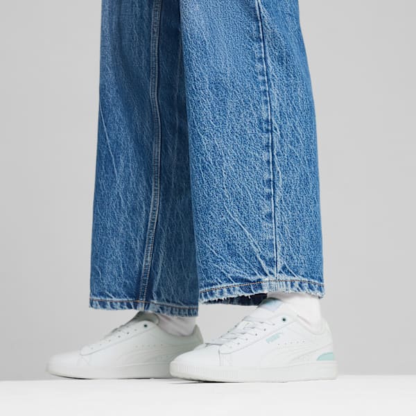 Vikky V3 Leather Women's Sneakers, PUMA White-Frosted Dew, extralarge-IND