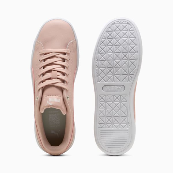 ウィメンズ ビッキー V3 レザー スニーカー, Rose Quartz-Frosted Ivory-PUMA White, extralarge-JPN